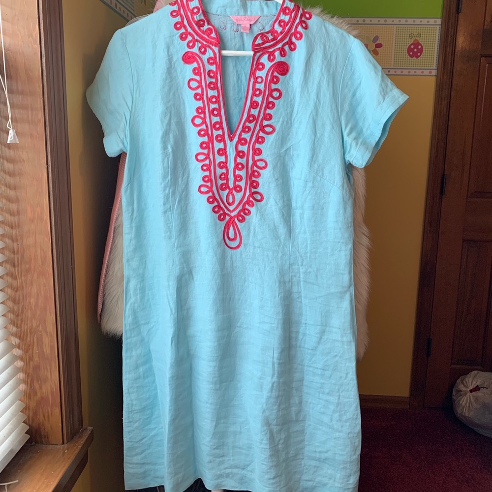 Blue and Pink Linen Lilly Pulitzer Dress